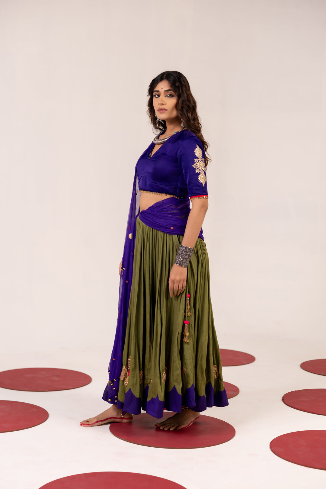 BLUE & MEHENDI GREEN LEHENGA SET