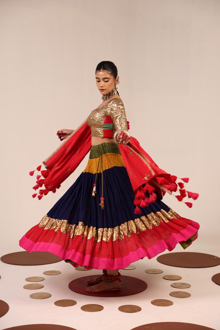 GOLDEN & BLUE LEHENGA SET