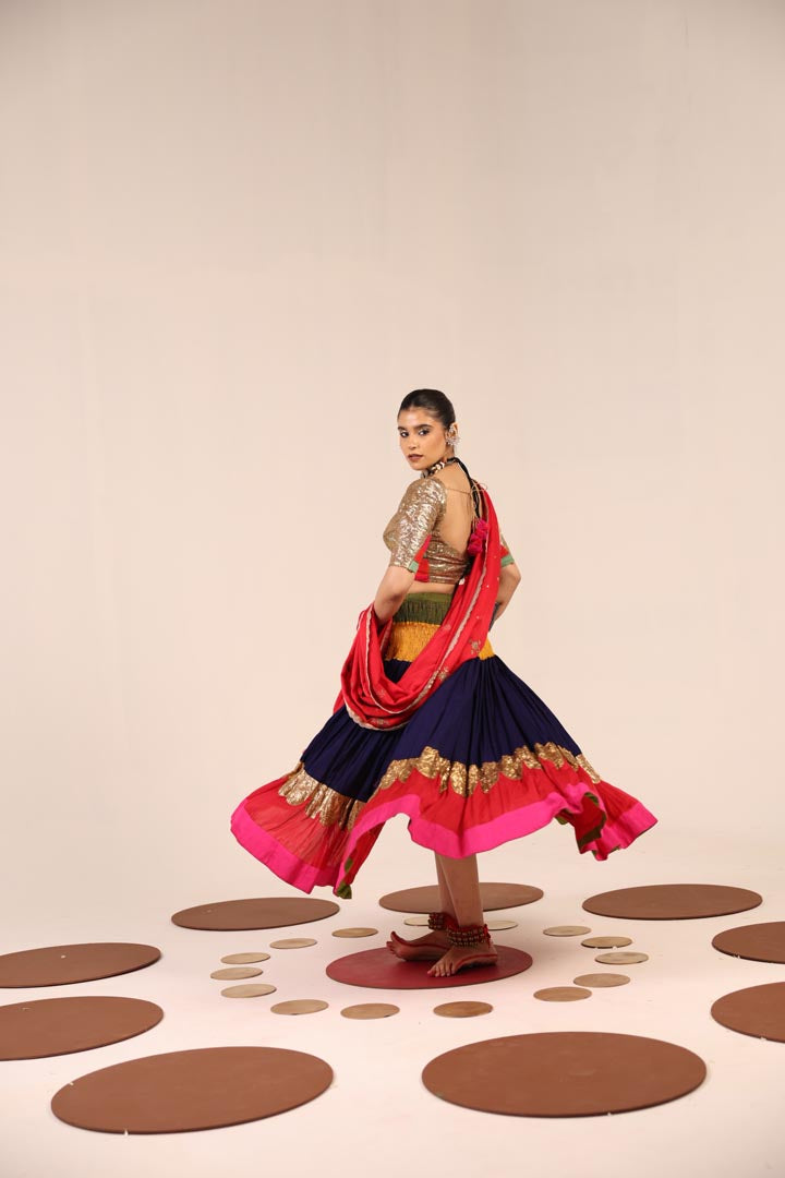 GOLDEN & BLUE LEHENGA SET
