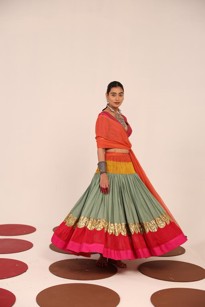 PINK & SEA GREEN LEHENGA SET