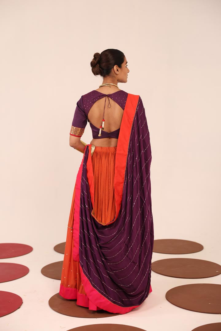 PURPLE & ORANGE LEHENGA SET