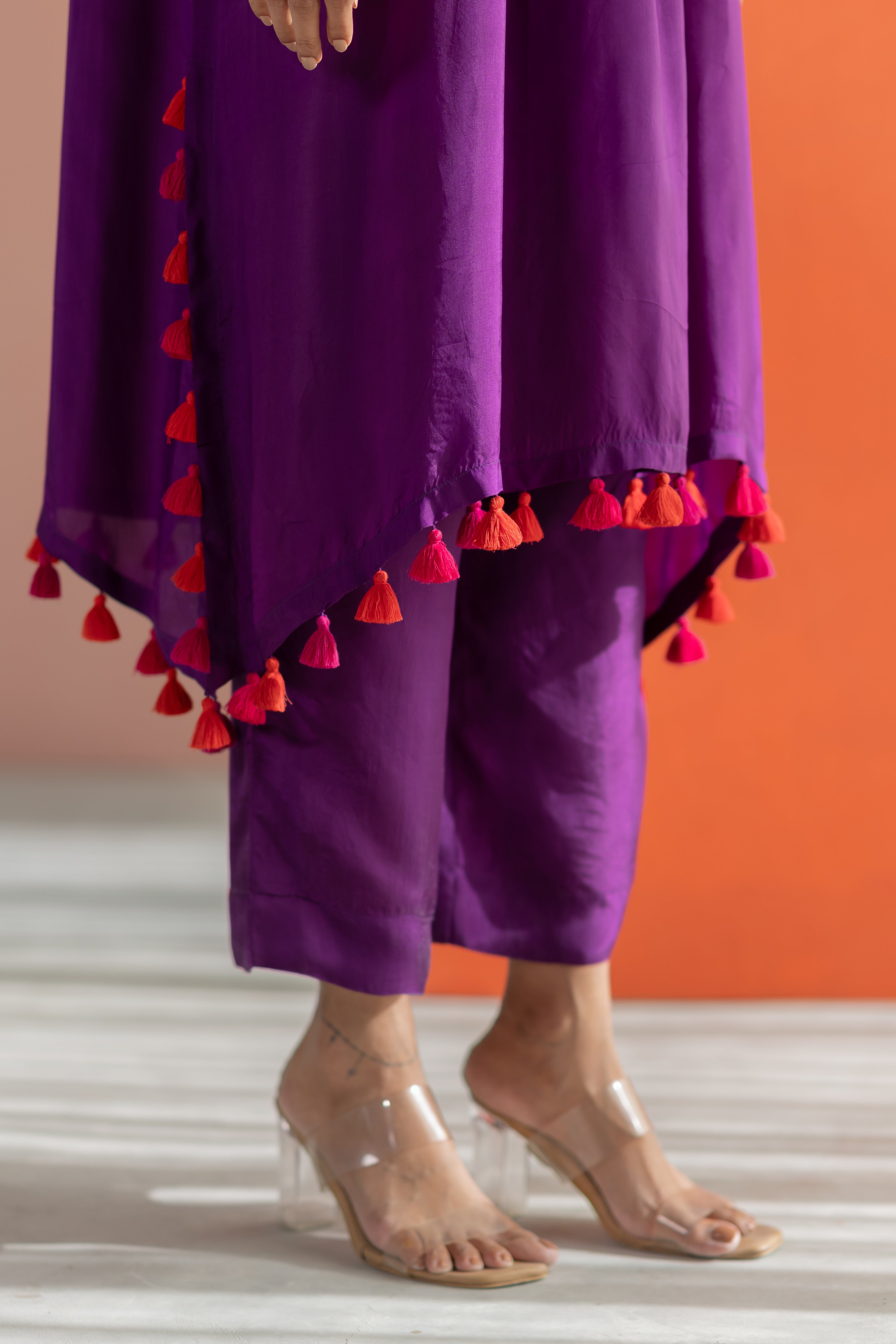 Purple silk kurta set