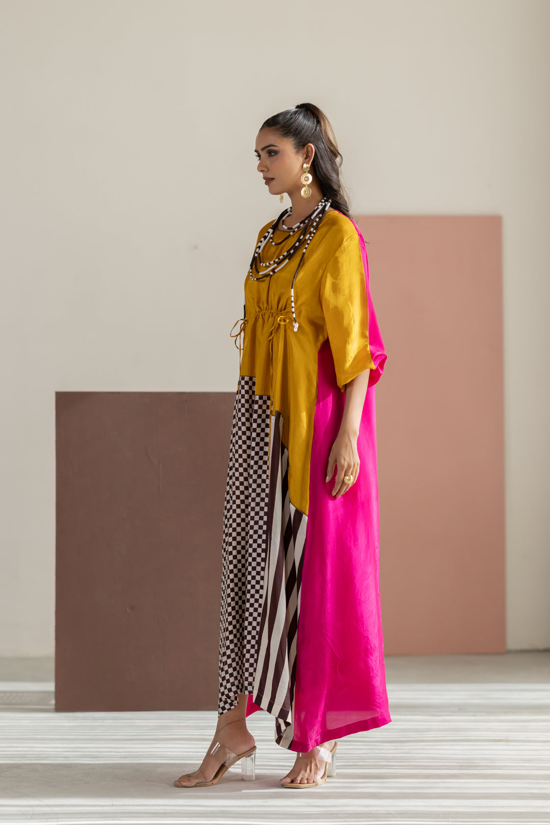 Mustard and Hot pink dress