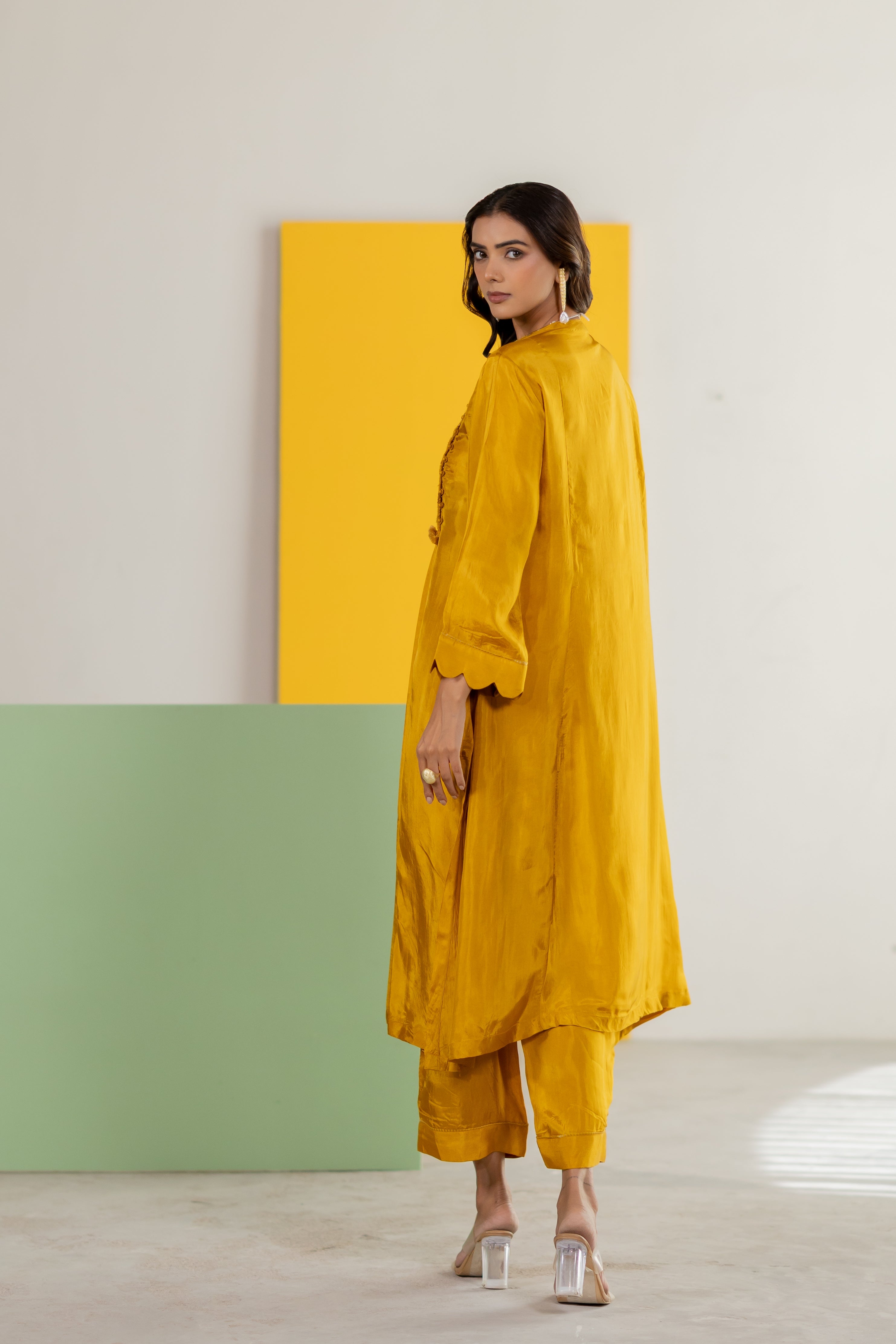 Mustard silk Kurta set
