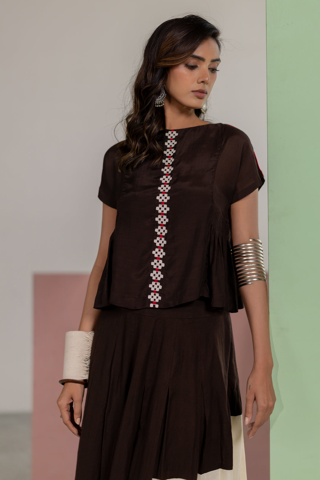 Brown skirt set