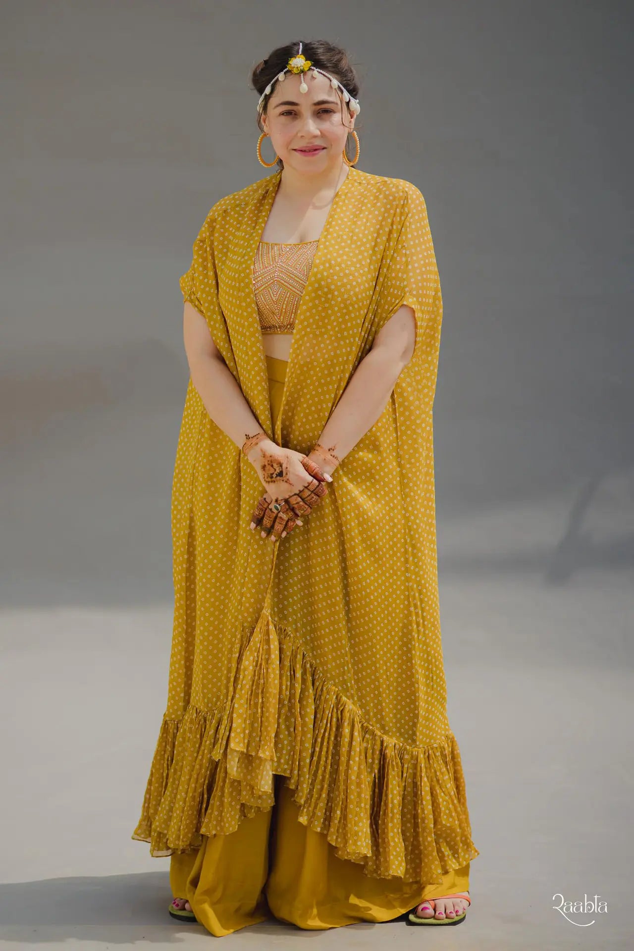 Mustard Organza Cape Set