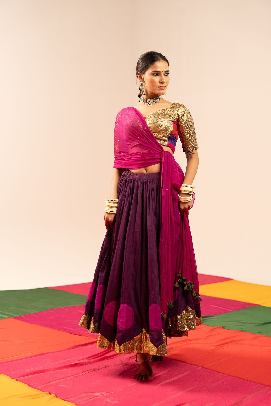 Deep purple Colored Lehenga Set