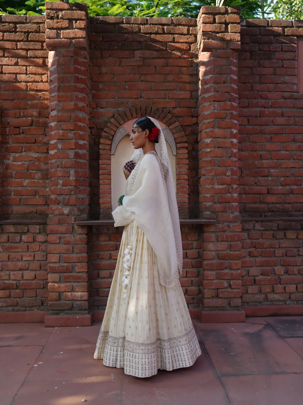 Off-White Banarasi Lehenga Set