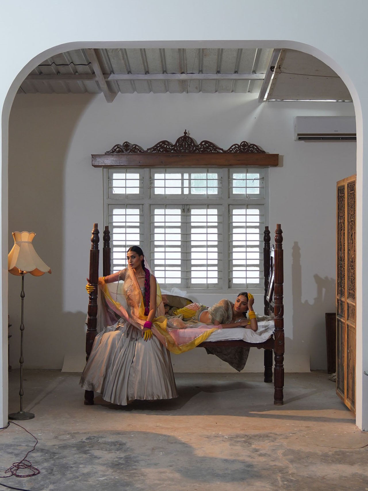 Grey Lehenga Set With Multi Coloured Dupatta