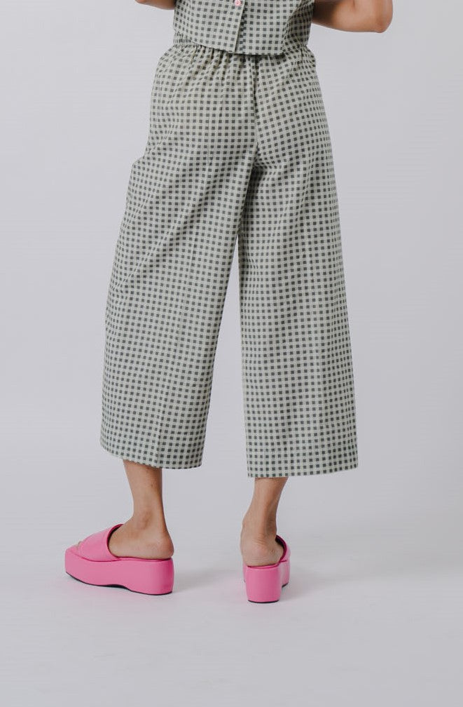 Black And White Checkered Flared Pants
