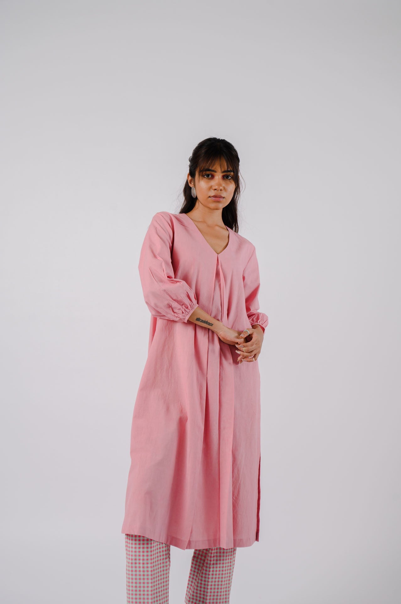 Pink High-Low Cutwork Tunic