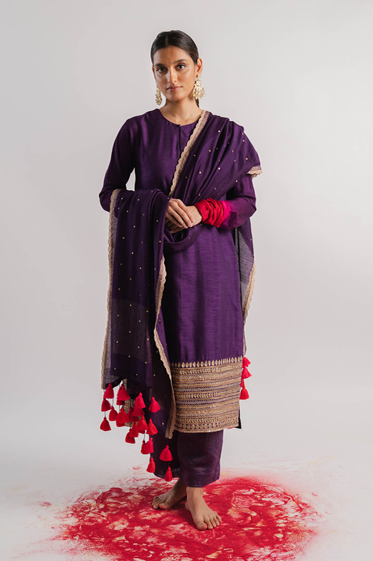 Purple Moonga Silk Dupatta
