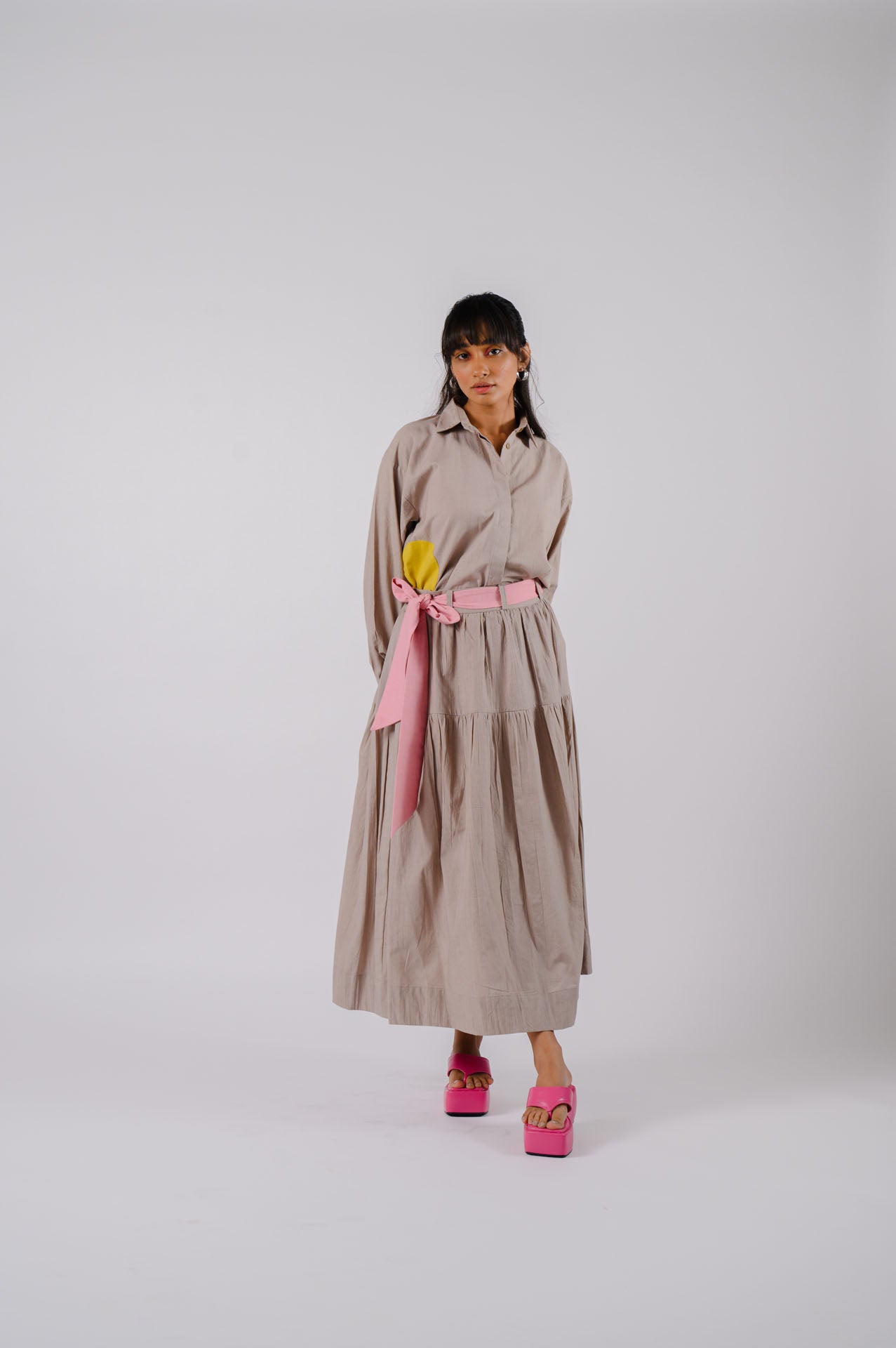 Grey Tiered Skirt Set