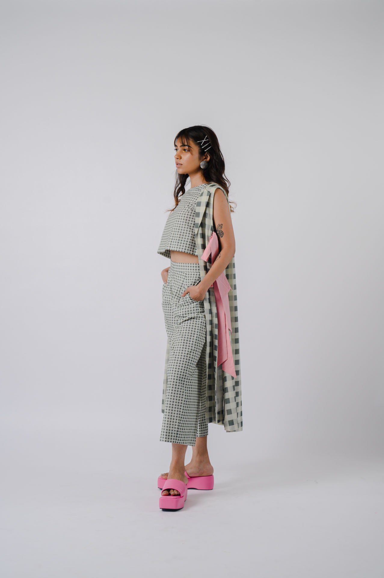 Black And White Checkered Jacket Set