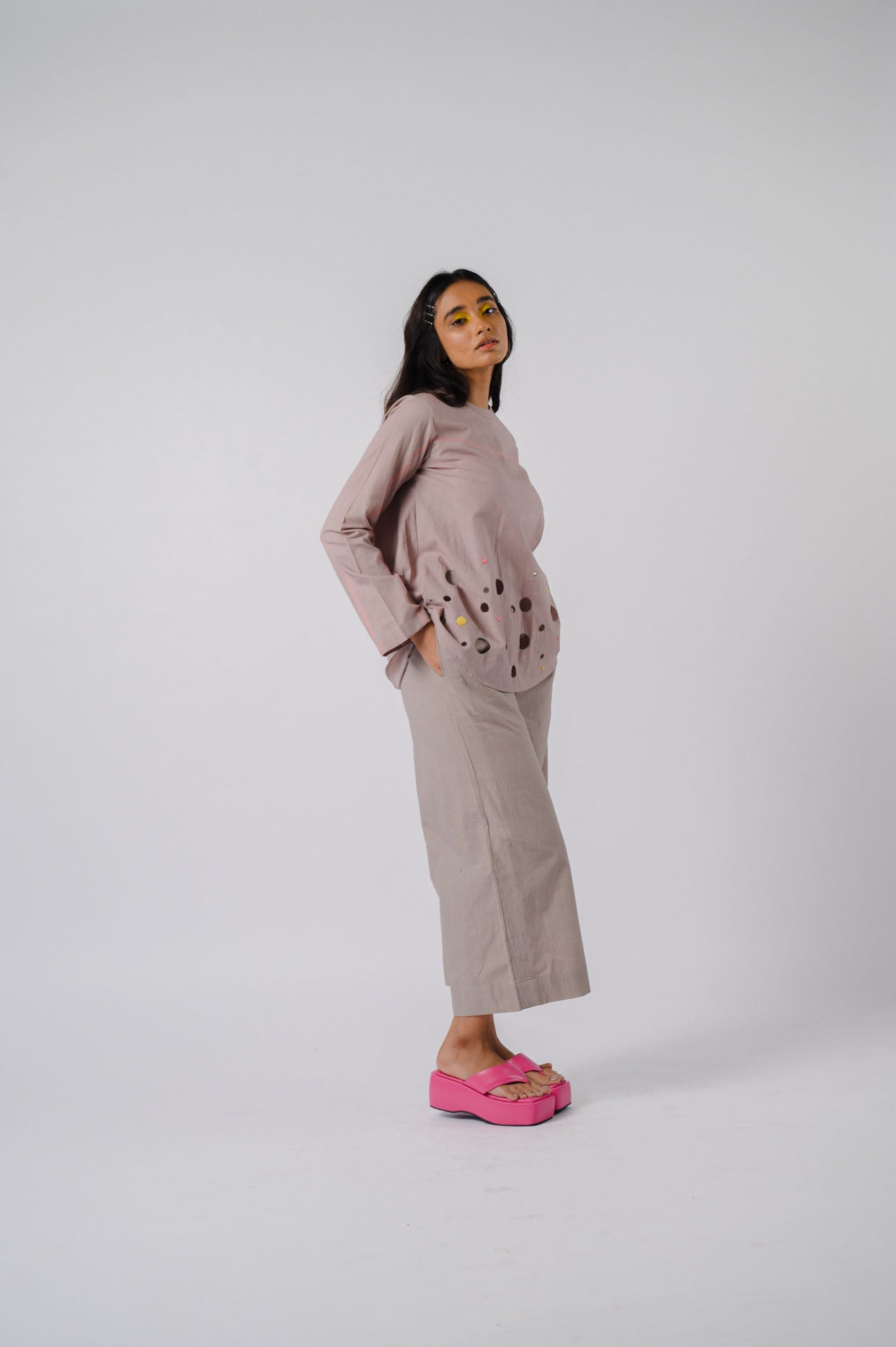 Grey Cutwork Co-Ord Set