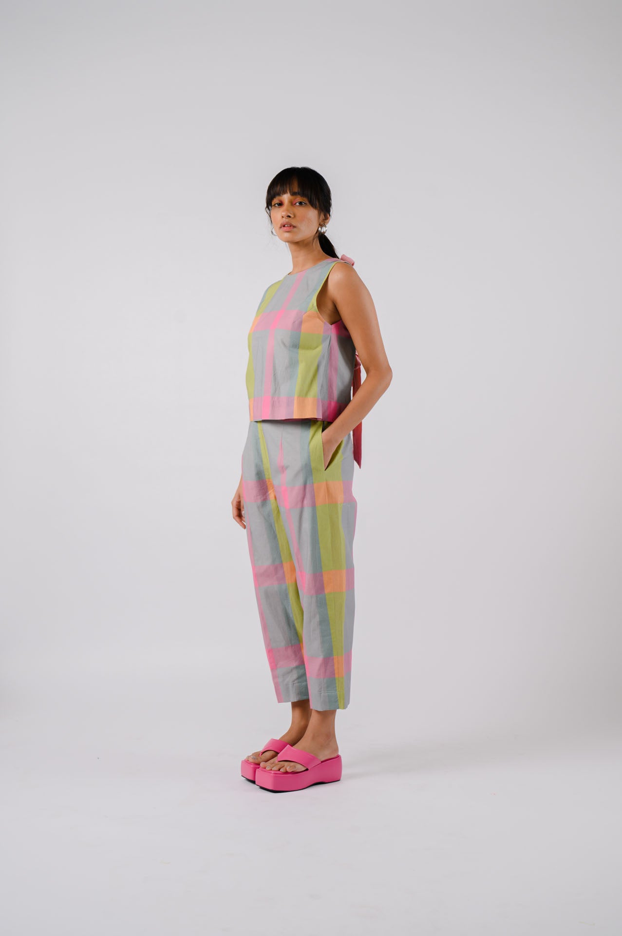 Grey Multi-Colour Bowtie Co-Ord Set