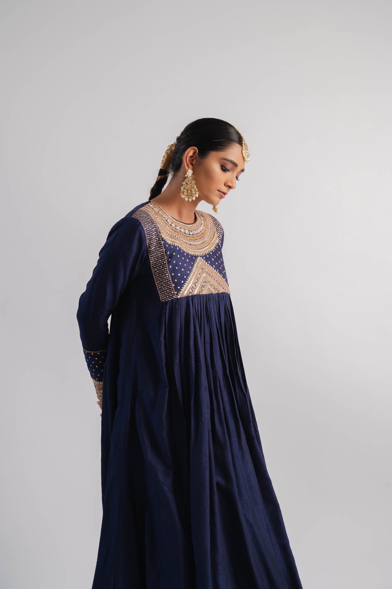 Navy Blue Anarkali Set