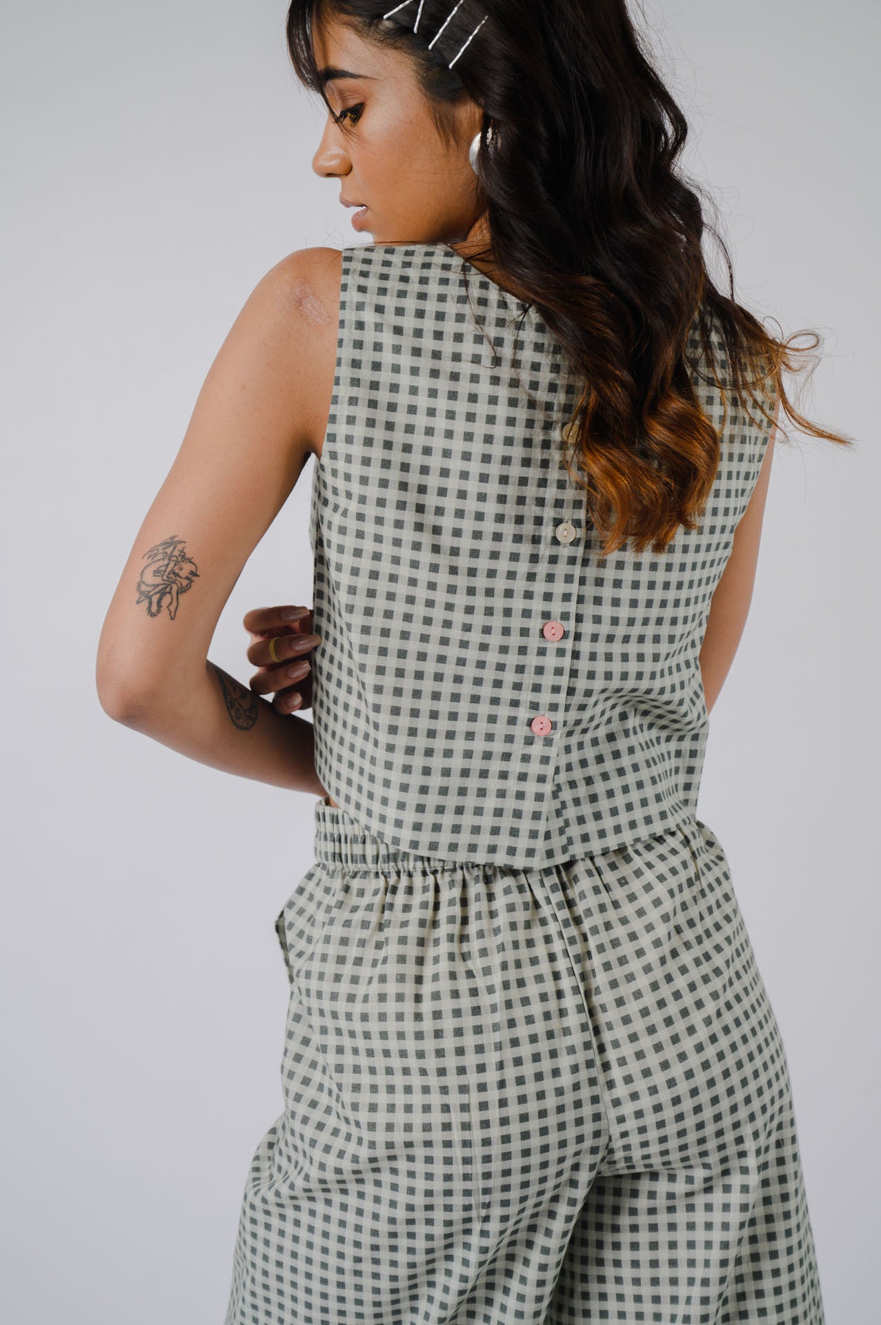 Black And White Checkered Crop Top