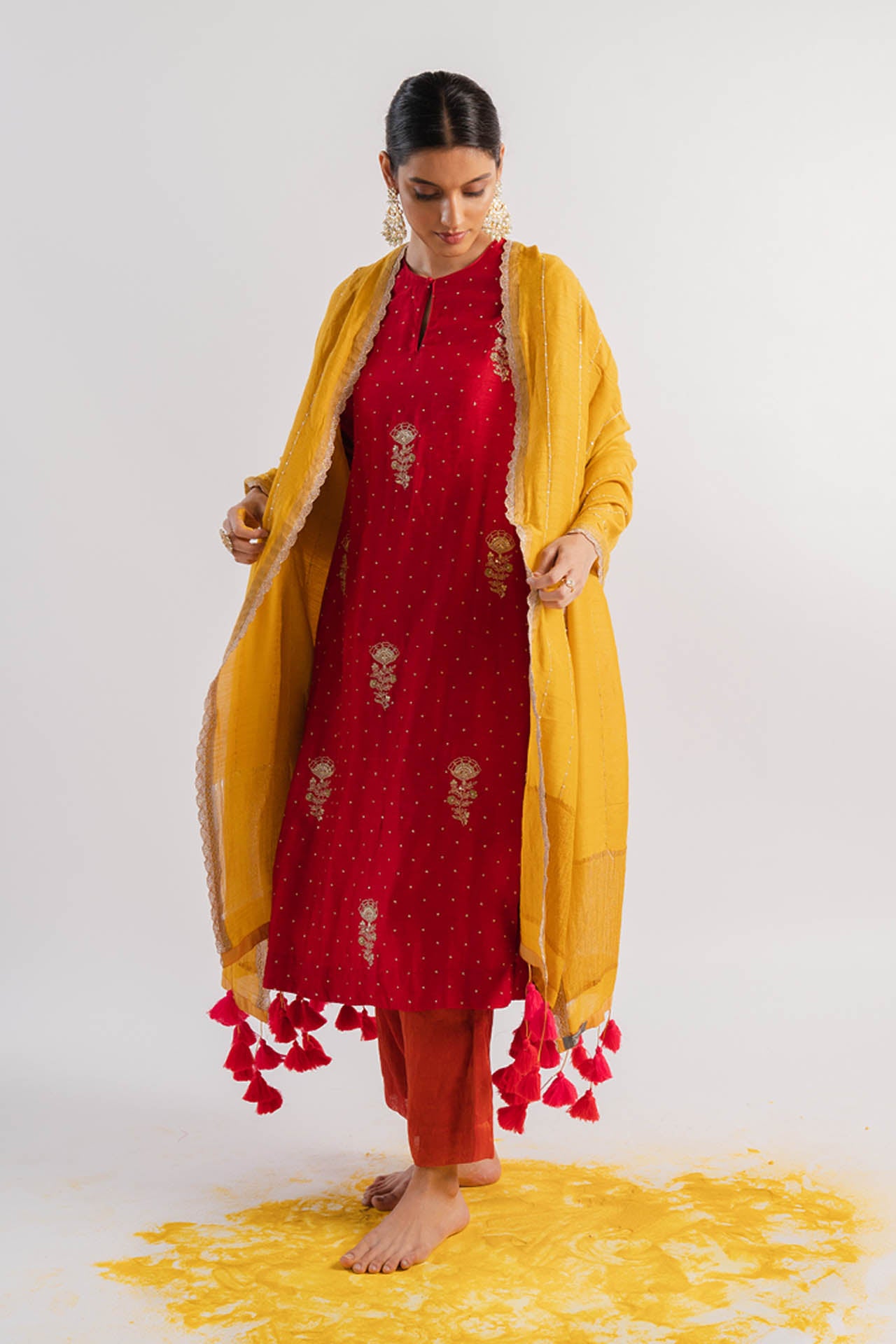Yellow Moonga Silk Dupatta