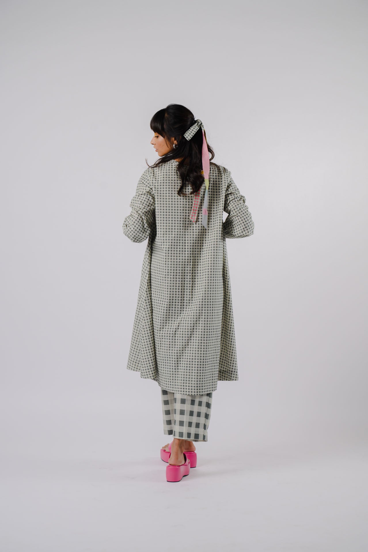 Black And White Small Checkered Kurta