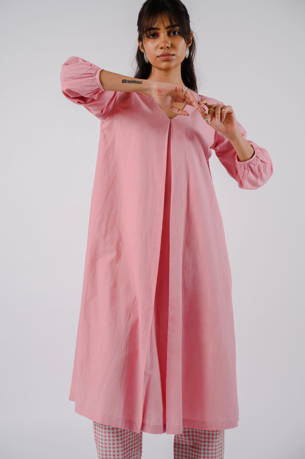 Pink Box Pleat Kurta