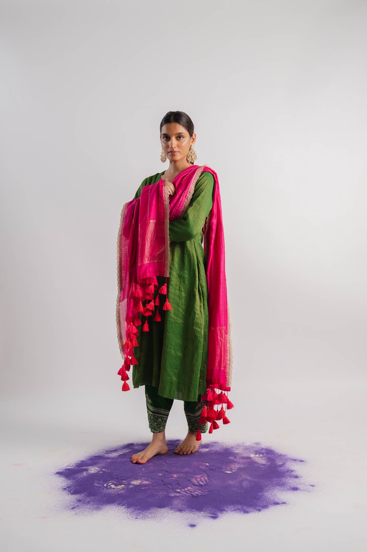 Pink Moonga Silk Dupatta