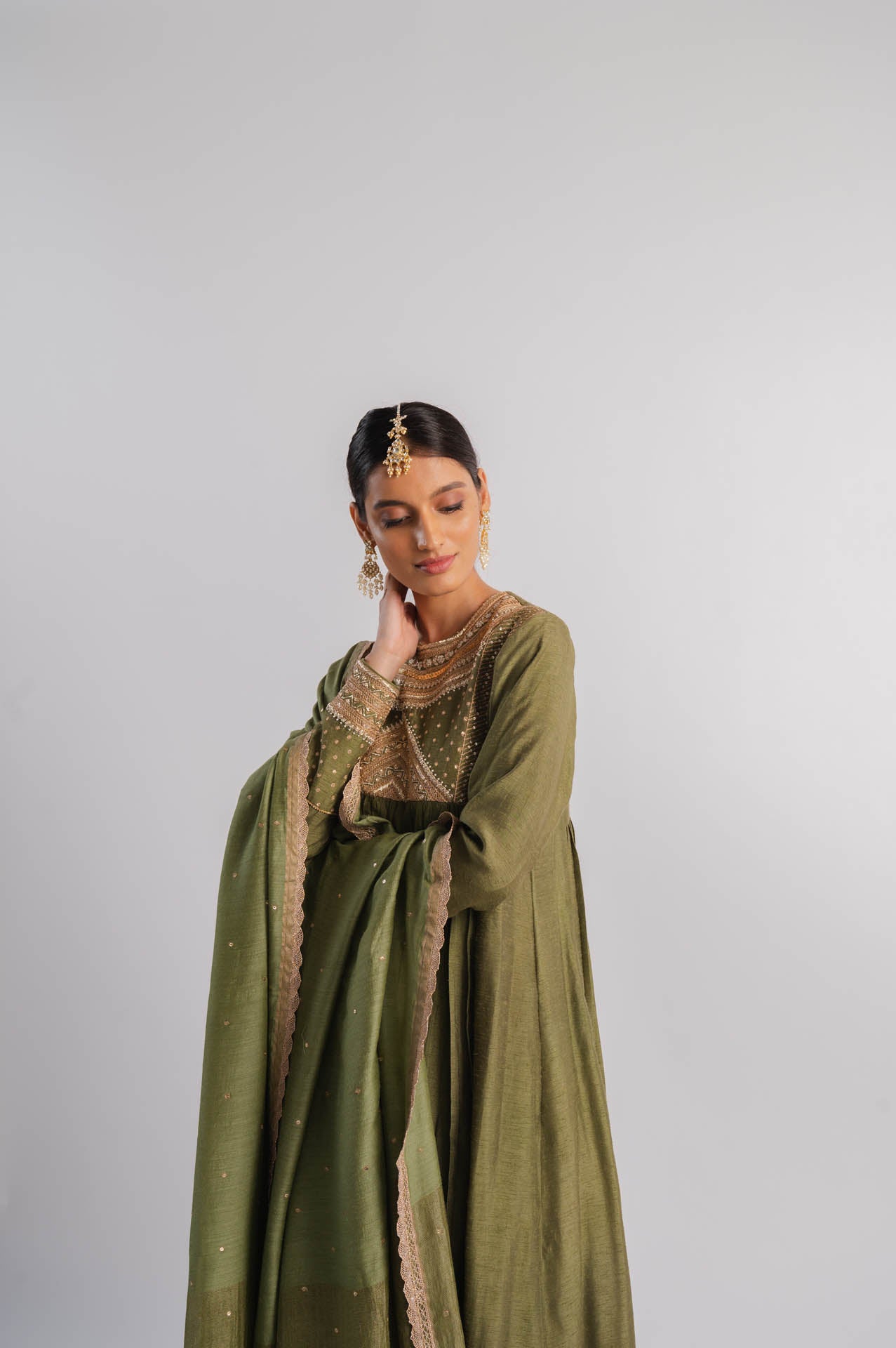 Green Moonga Silk Dupatta