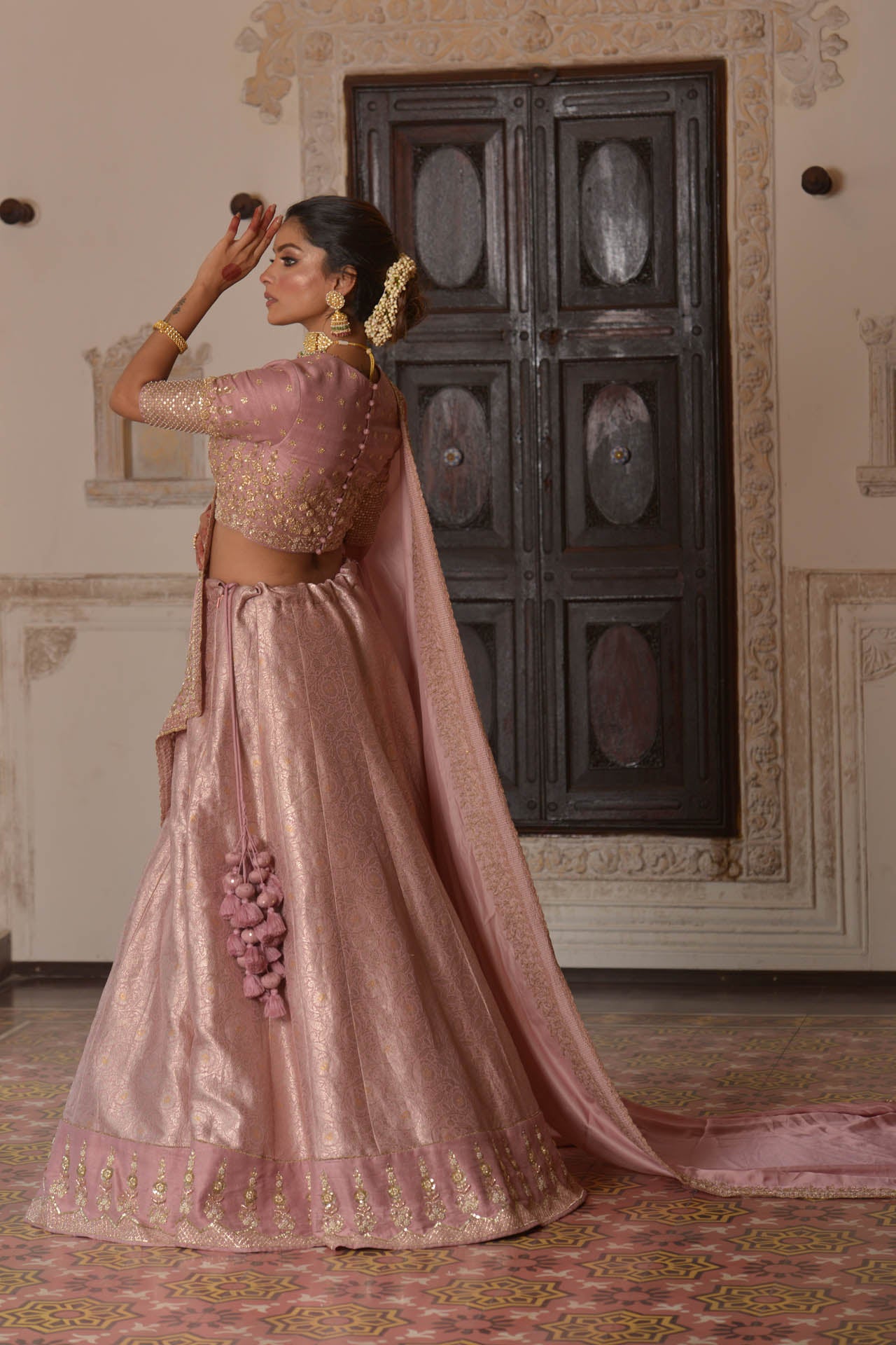 Pink Banarasi Lehenga Set