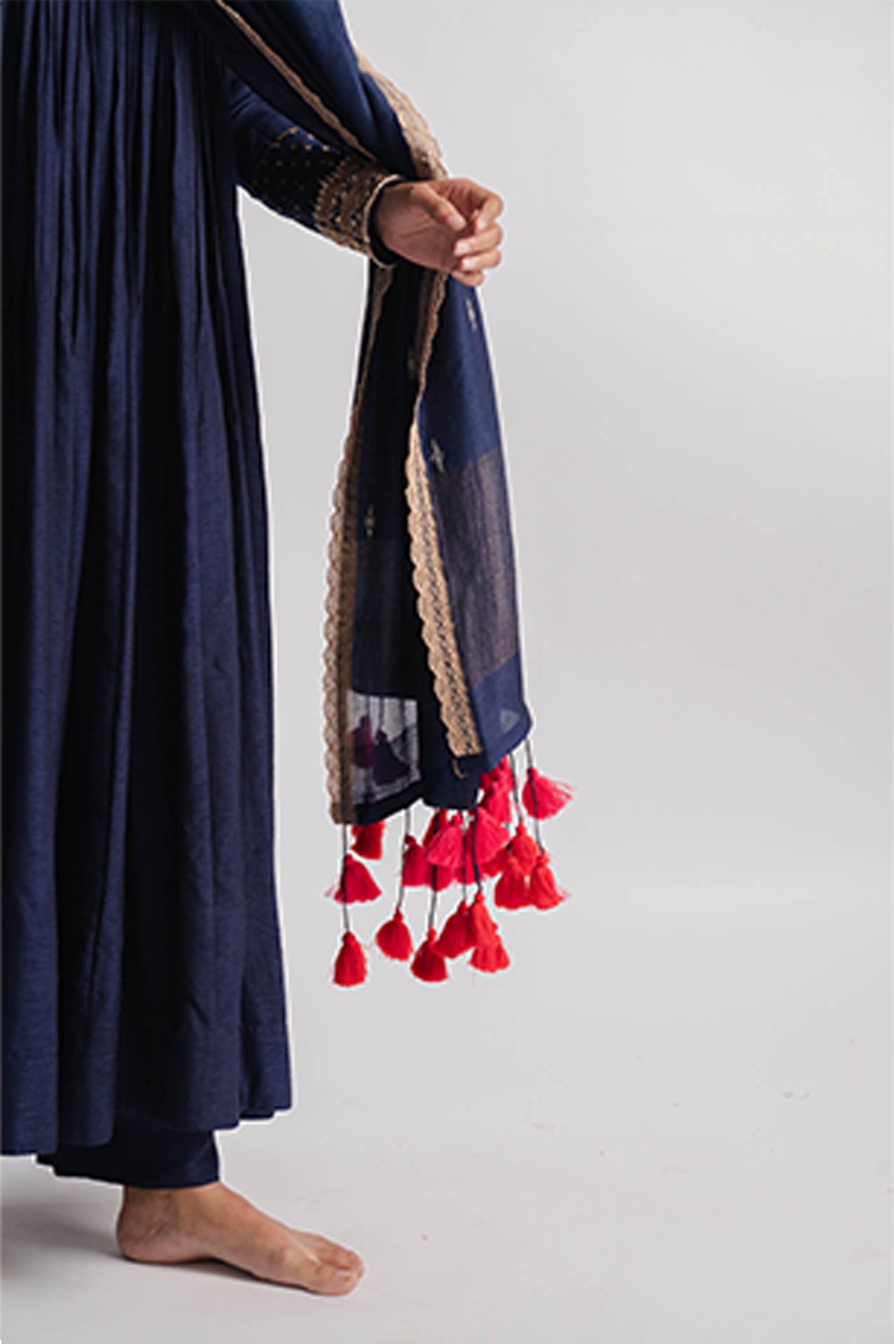 Navy Blue Moonga Silk Dupatta
