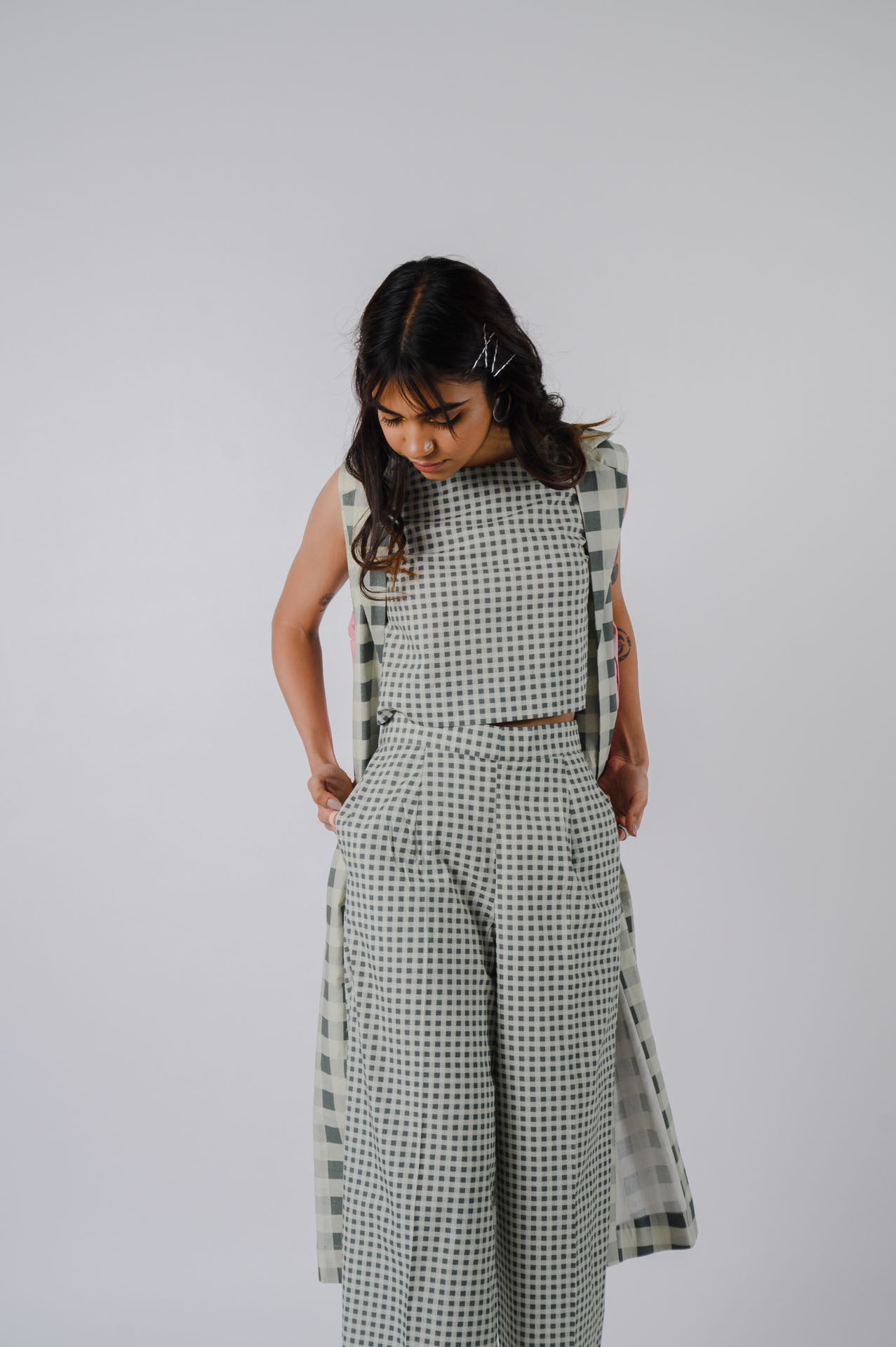 Black And White Checkered Crop Top