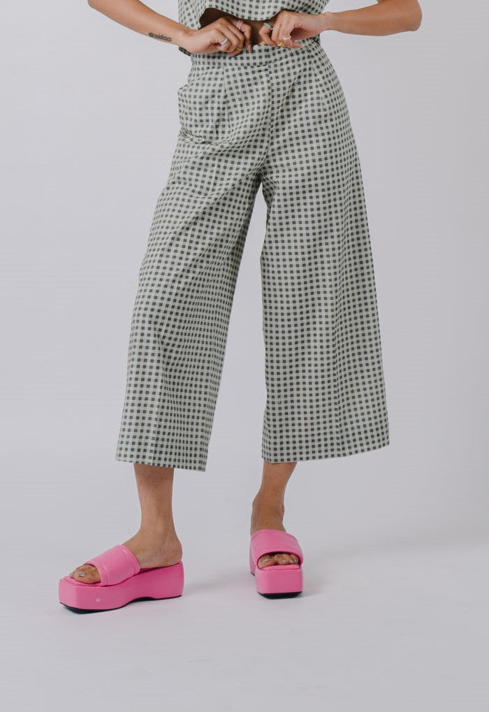 Black And White Checkered Flared Pants