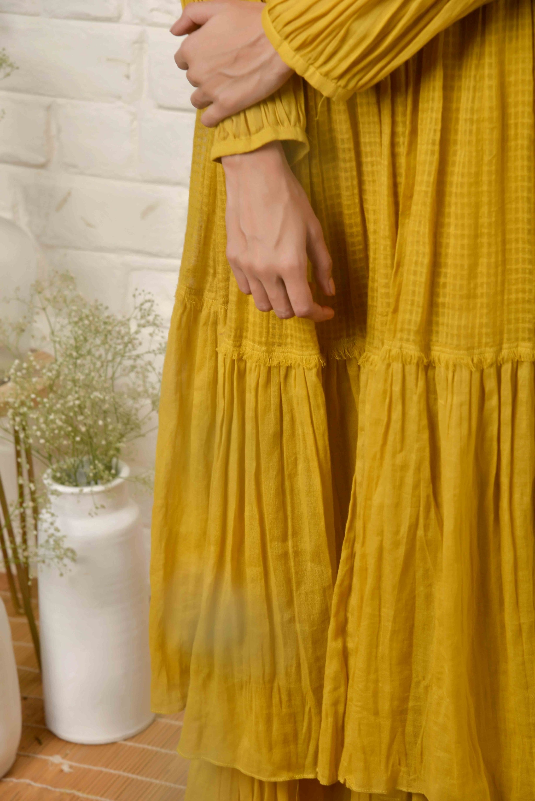 Lime Yellow Tiered Dress