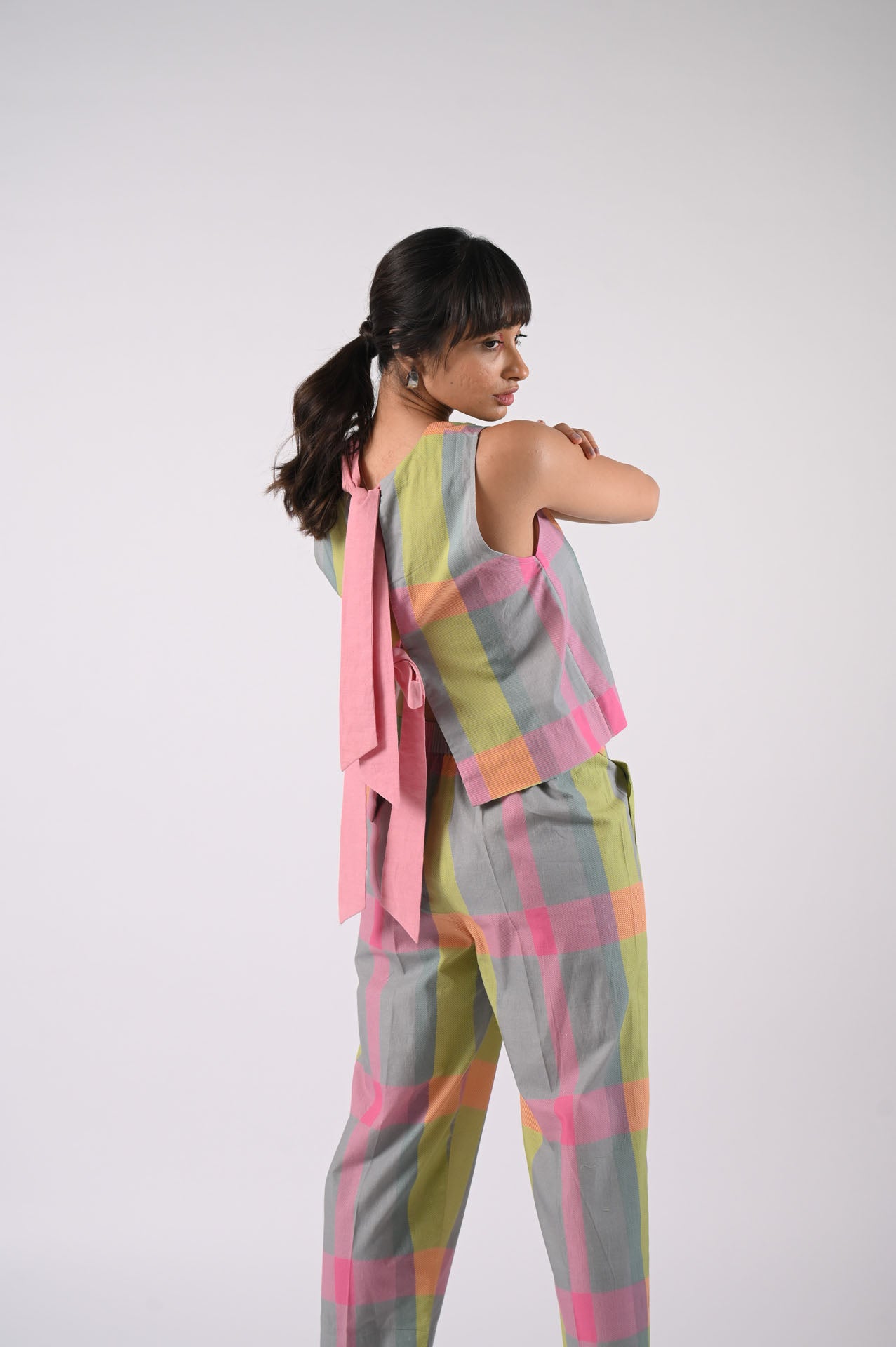 Grey Multi-Colour Bowtie Co-Ord Set