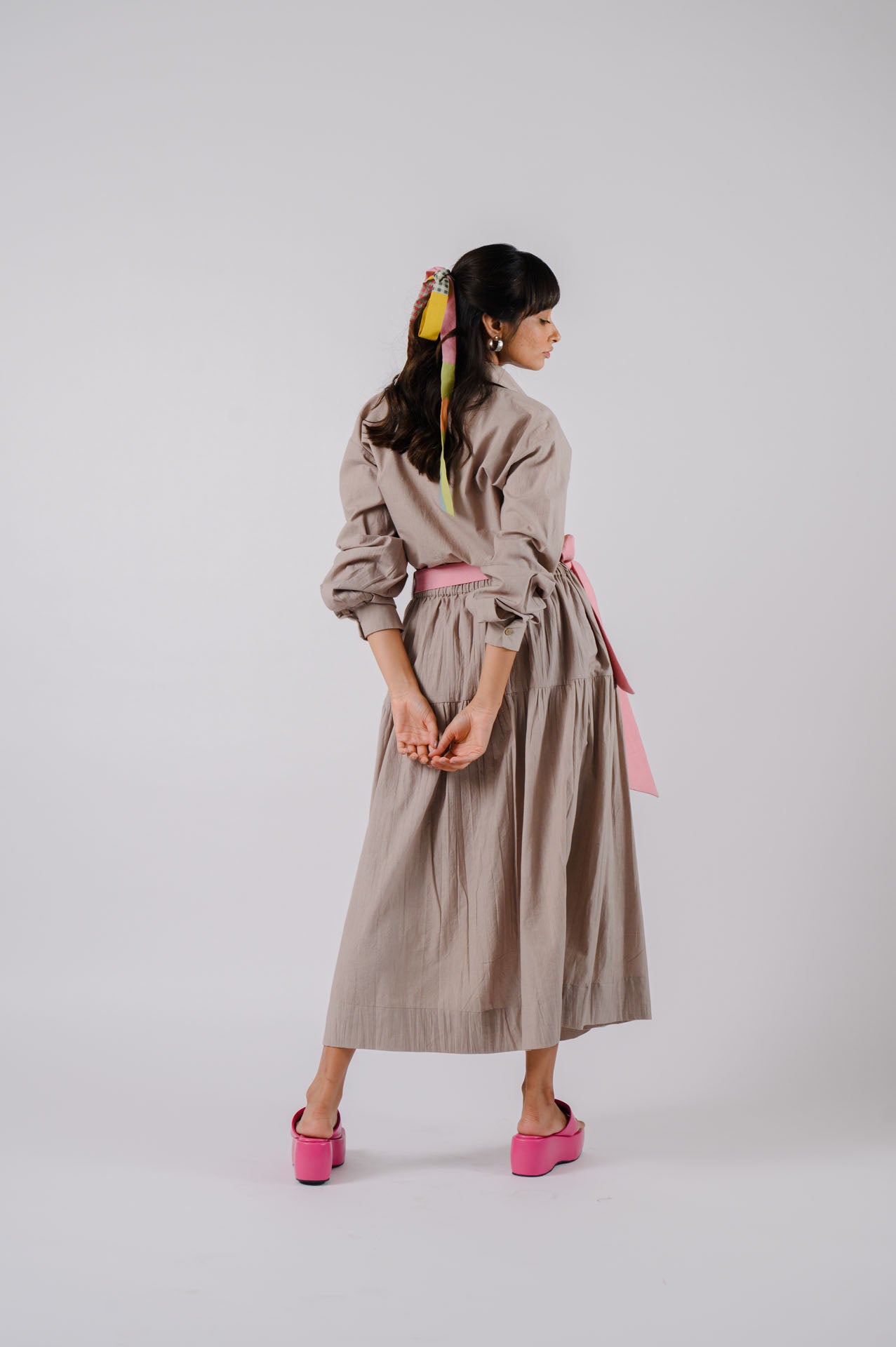 Grey Tiered Skirt Set