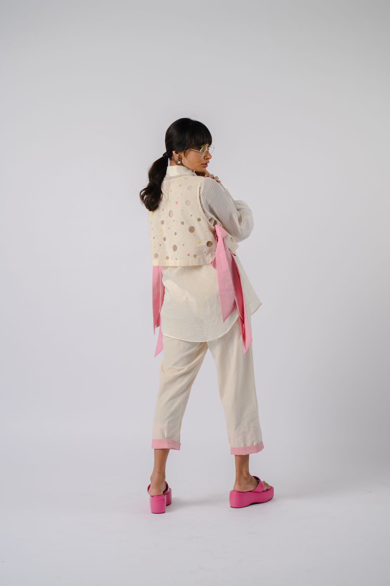 Off-white Cotton Overlay Co-Ord Set