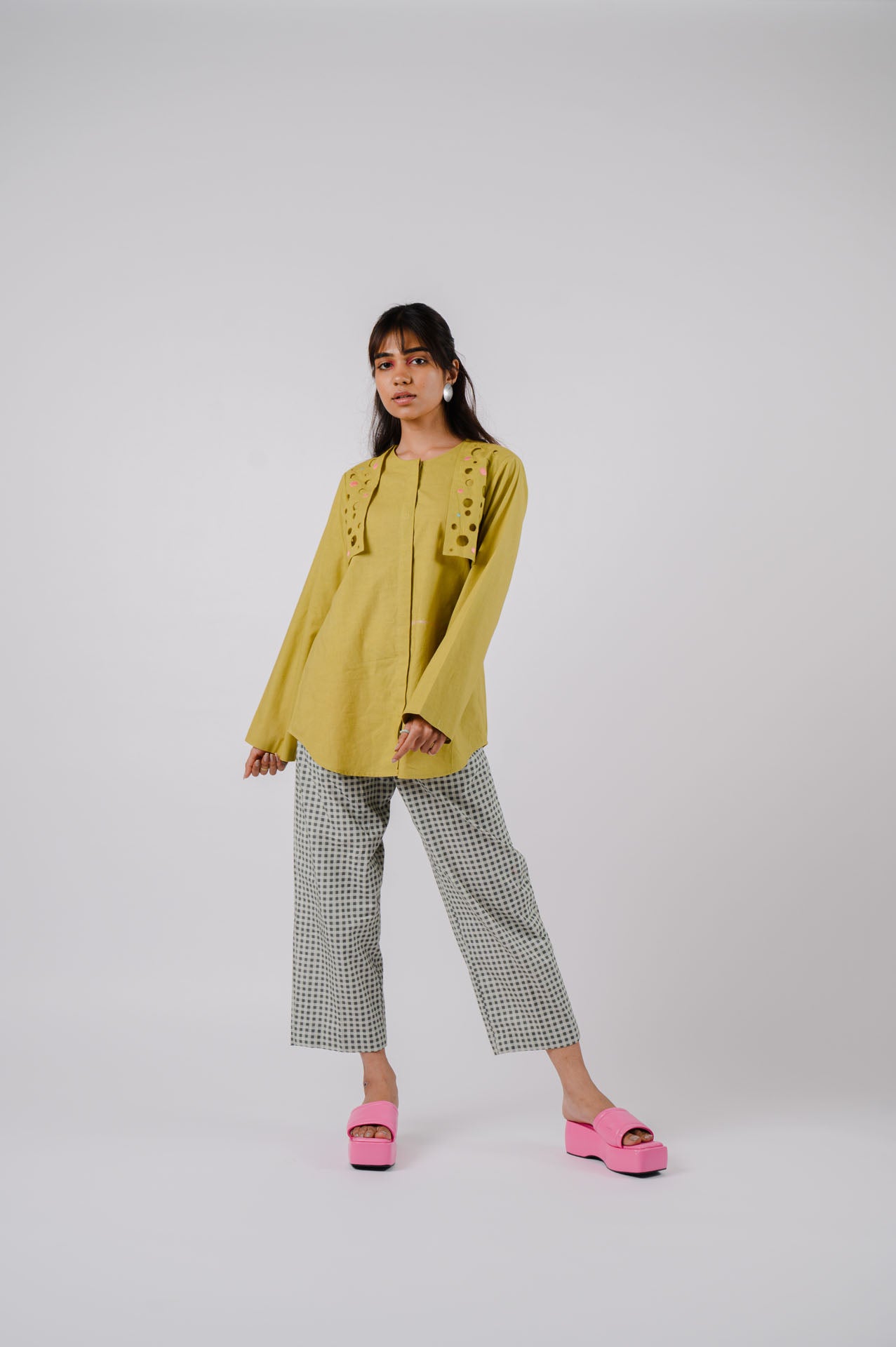 Lime Green Flap Cutwork Co-Ord Set