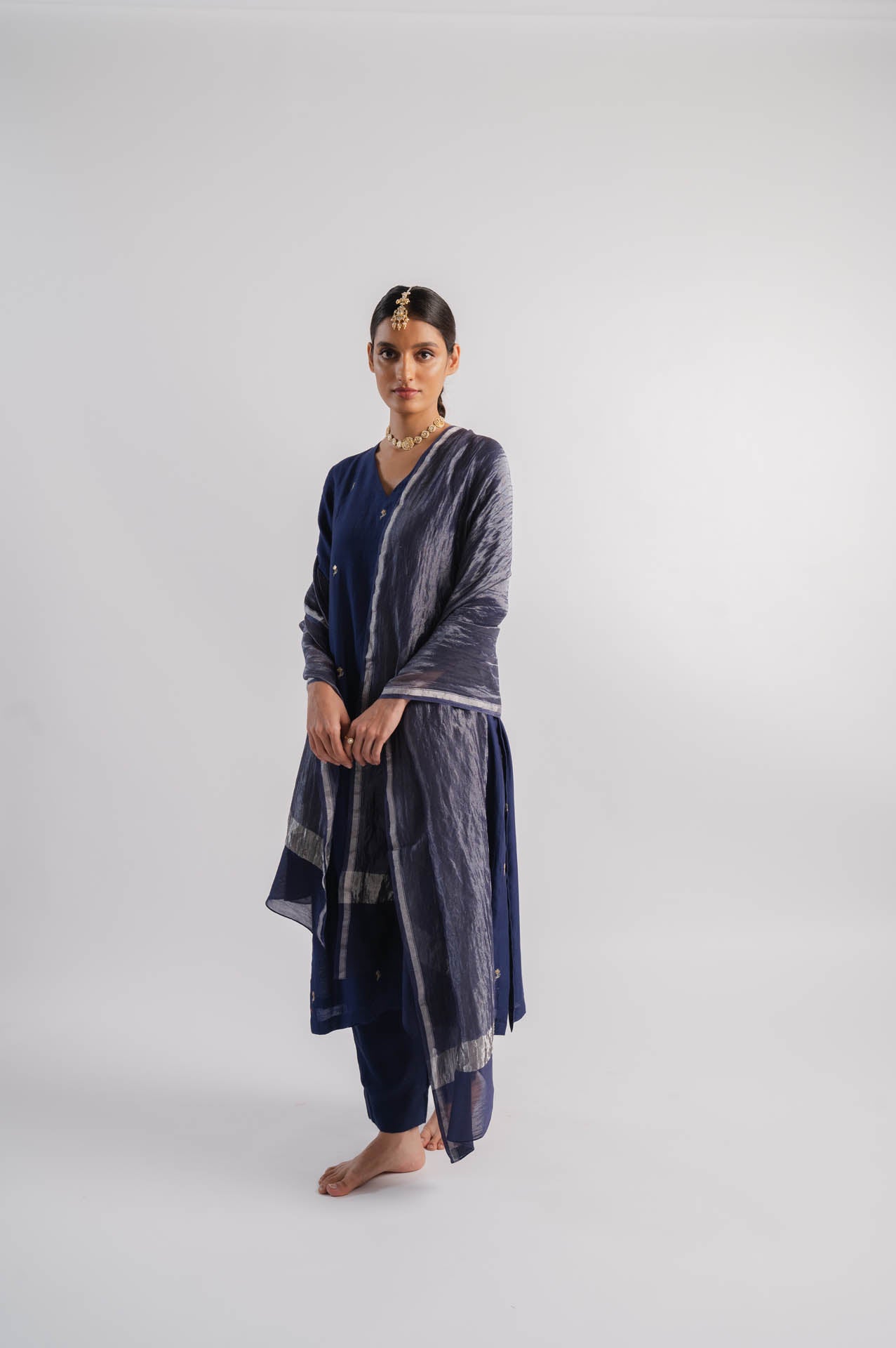 Blue Chanderi Dupatta