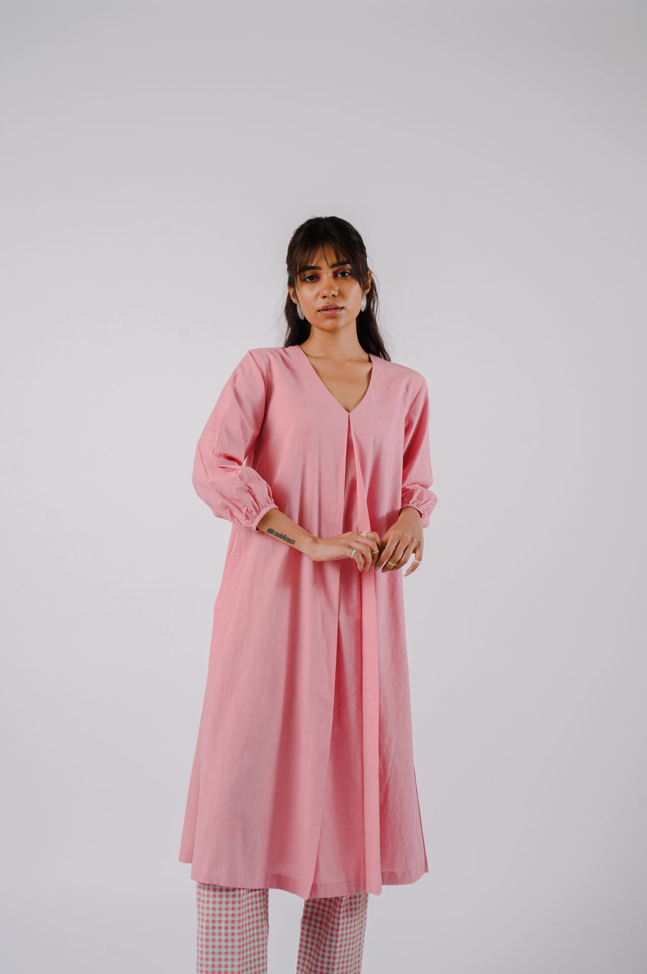 Pink Box Pleat Kurta