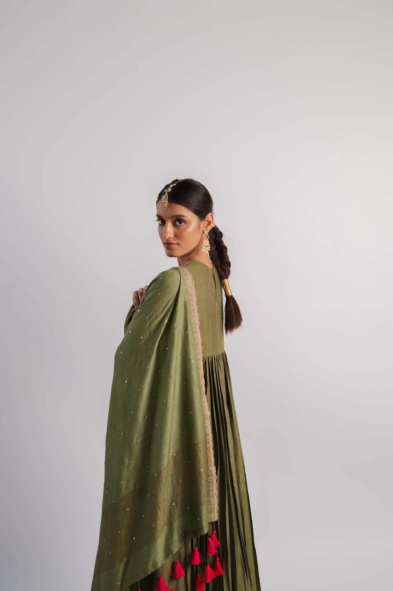 Green Moonga Silk Dupatta
