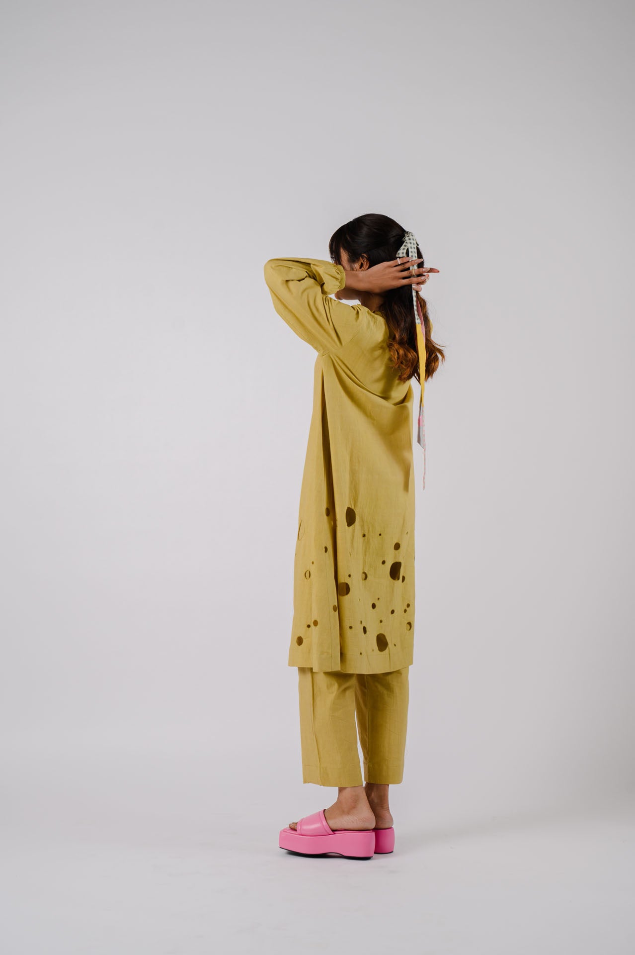 Lime Green Cutwork Kurta Set
