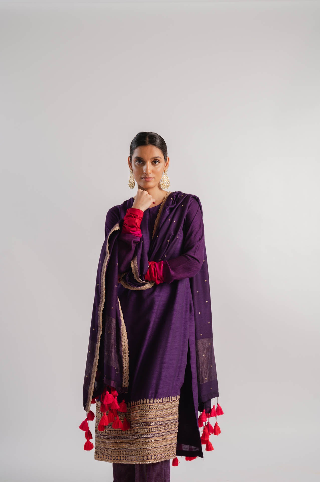 Purple Moonga Silk Dupatta