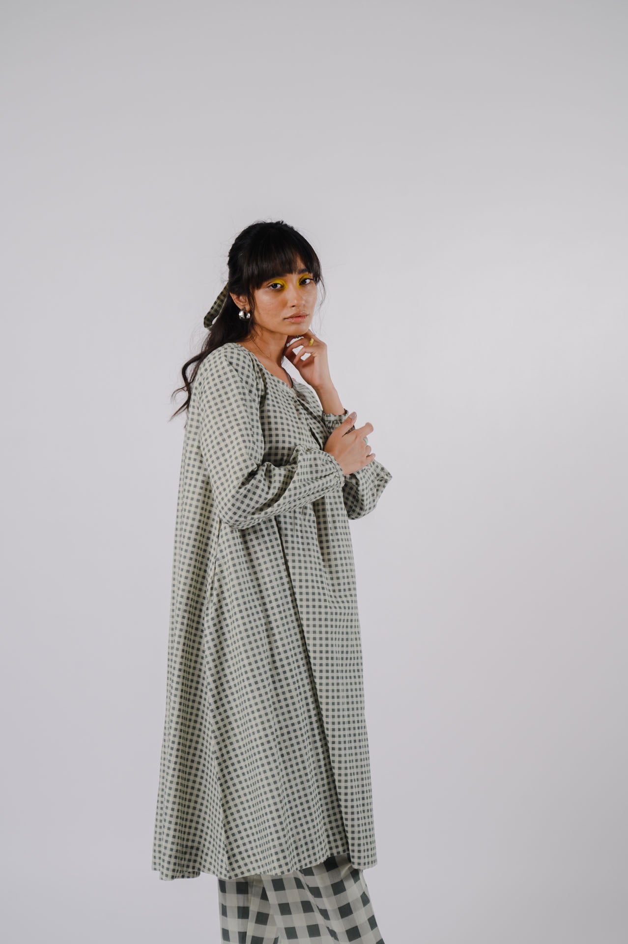 Black And White Small Checkered Kurta