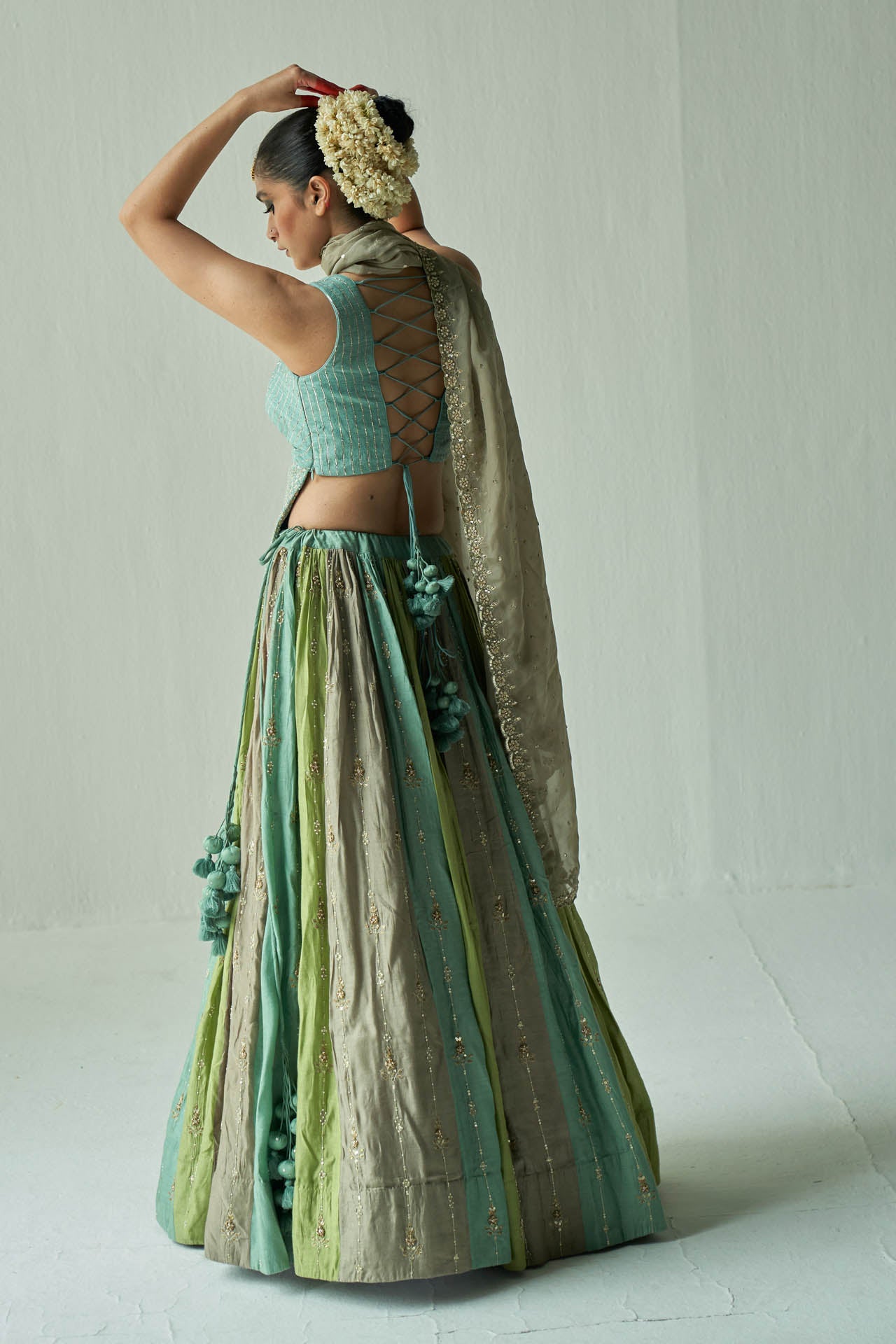 Powder Blue Multi-Colour Lehenga Set