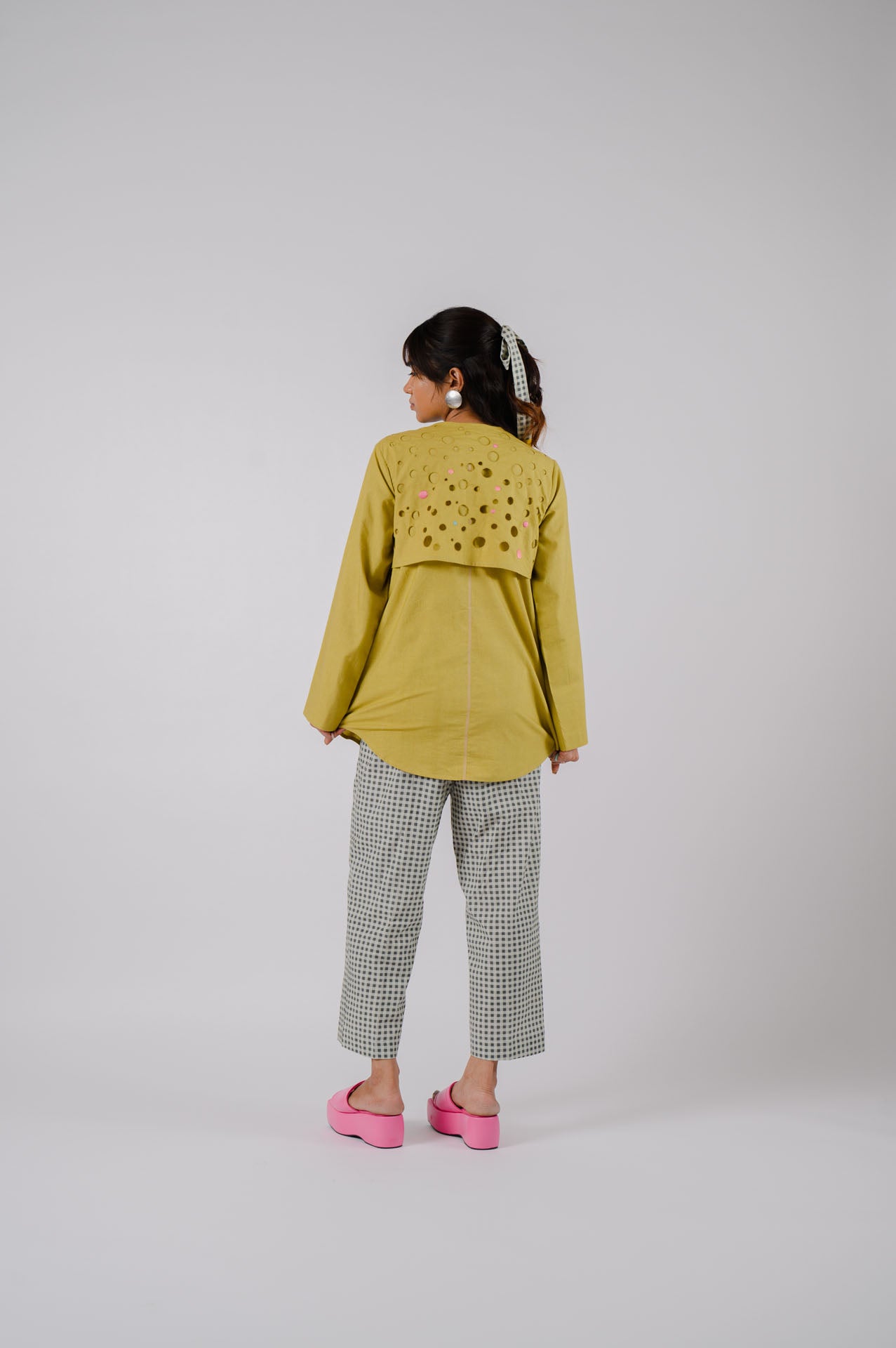 Lime Green Flap Cutwork Shirt