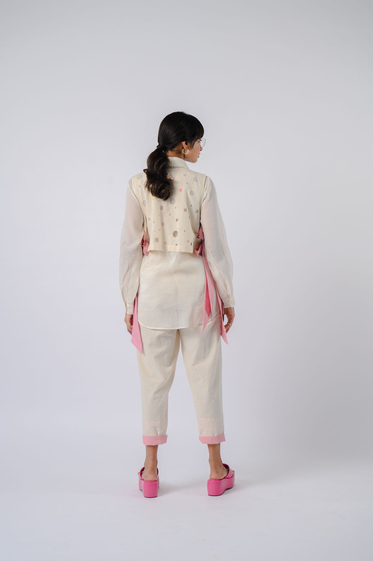 Off-white Cotton Overlay Co-Ord Set