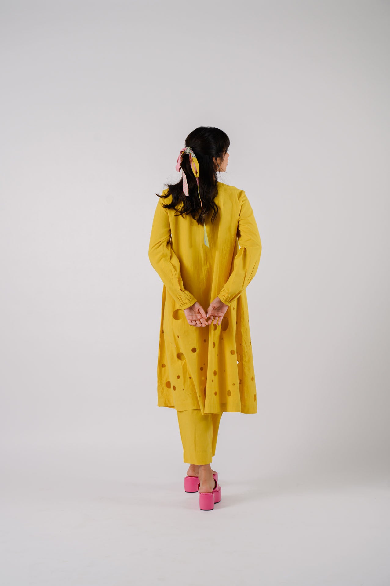 Yellow Cutwork Kurta Set