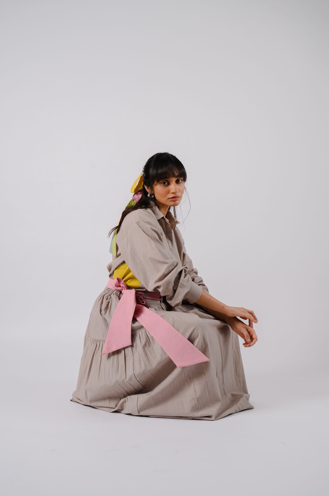 Grey Tiered Skirt Set