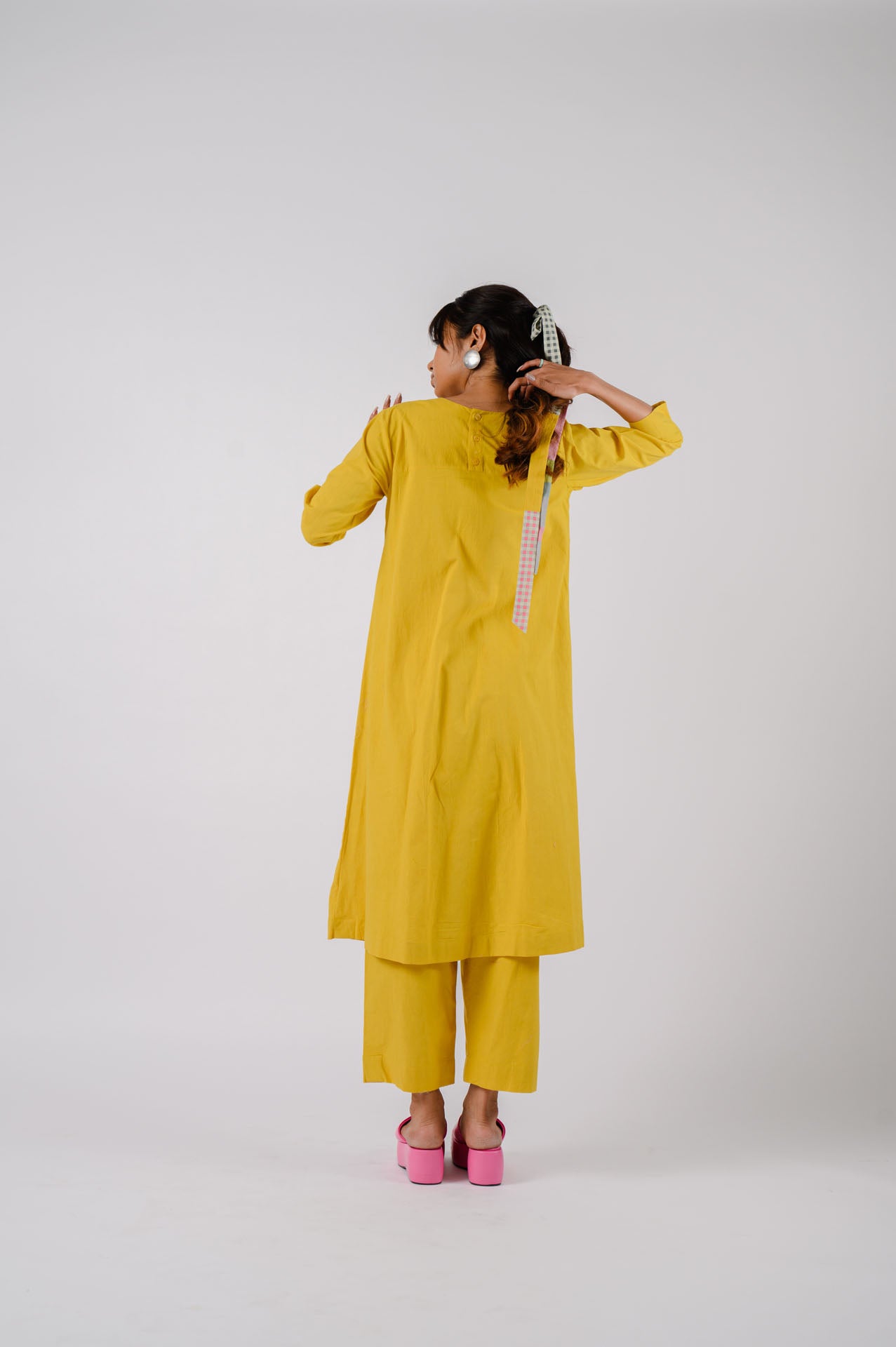 Yellow Panelled Kurta Set