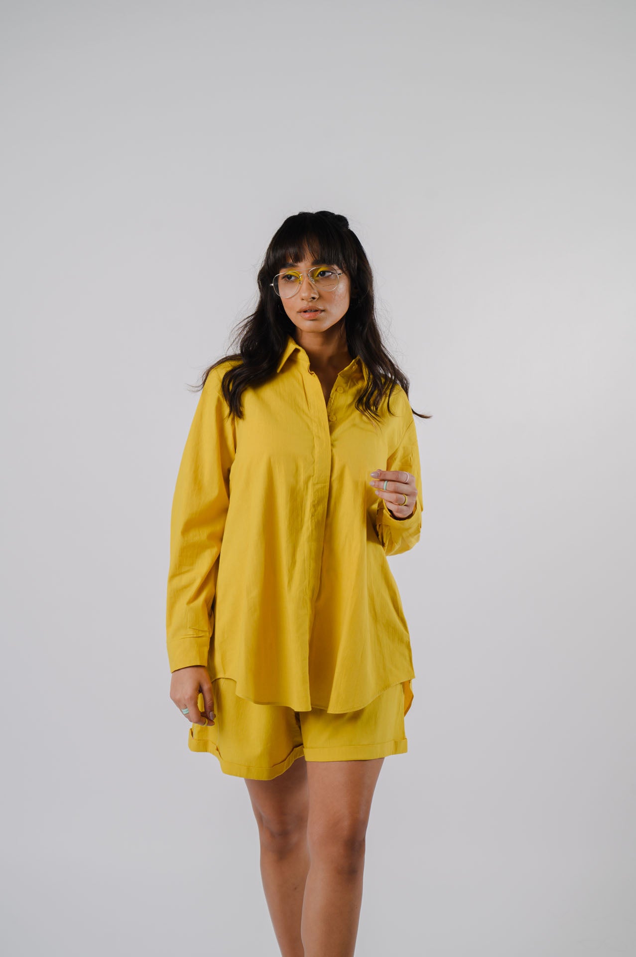 Yellow Bowtie Shirt With Shorts