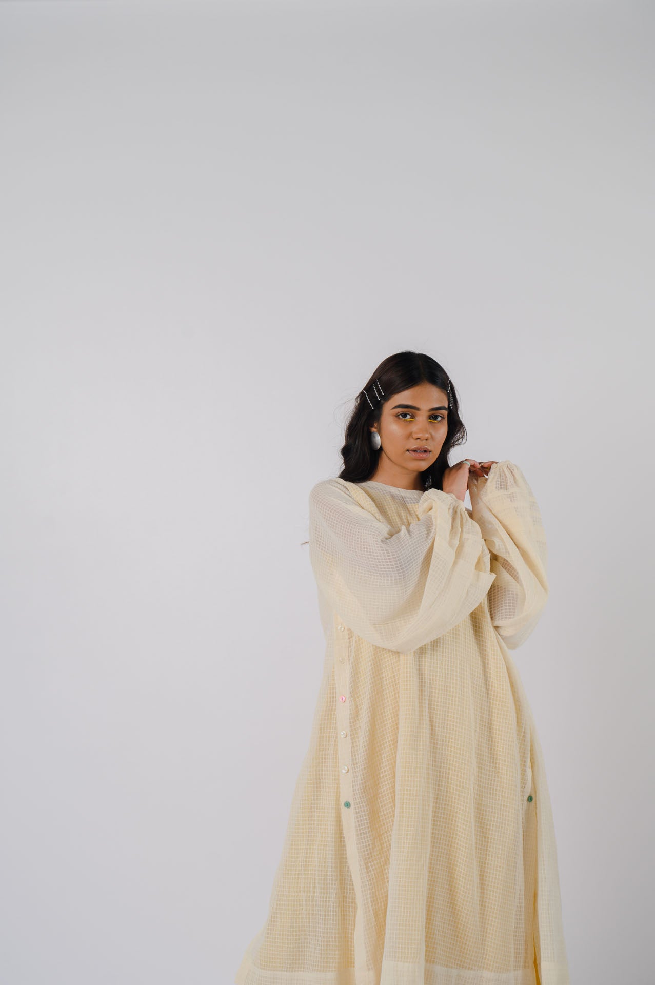 Yellow Dress With Off-white Overlay